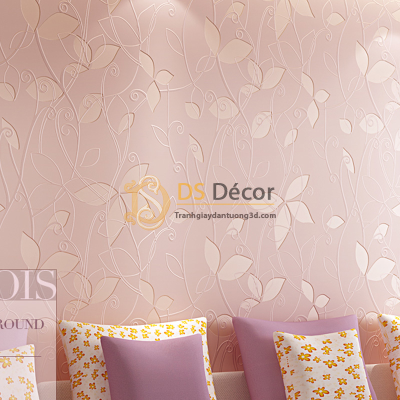 Giấy Dán Tường 3D – Họa Tiết Dây Leo 3D012 màu hồng quá hợp để trang trí phòng tân hôn