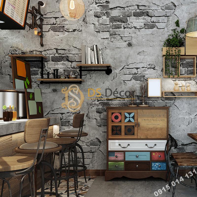Giấy-dán-tường-quán-cafe-tường-gạch-cổ-3D109-màu-xám
