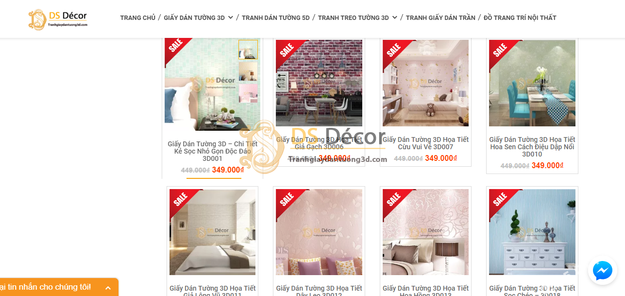 Giá giấy dán tường rẻ chỉ từ 349k