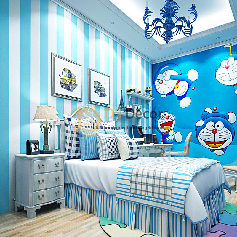 Với giấy dán tường sọc xanh trắng, phòng của bạn sẽ mang lại cảm giác tươi mát, sạch sẽ và rộng rãi. Họa tiết sọc sẽ làm cho không gian trở nên cao hơn và tạo điểm nhấn thu hút mọi ánh nhìn.