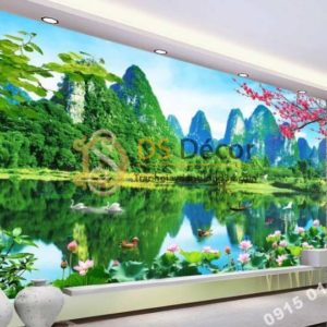 Tranh dán tường 3D phong cảnh sơn thủy hữu tình - 5D003